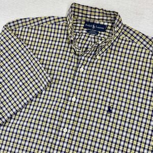 Ralph Lauren Shirt Mens L Blake Plaid Check Short Sleeve Pony Logo Button Down